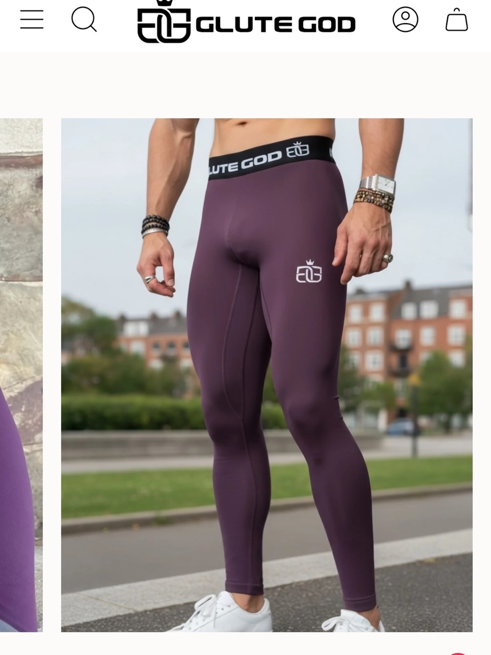Glute God Men's Compression Leggings in Plum